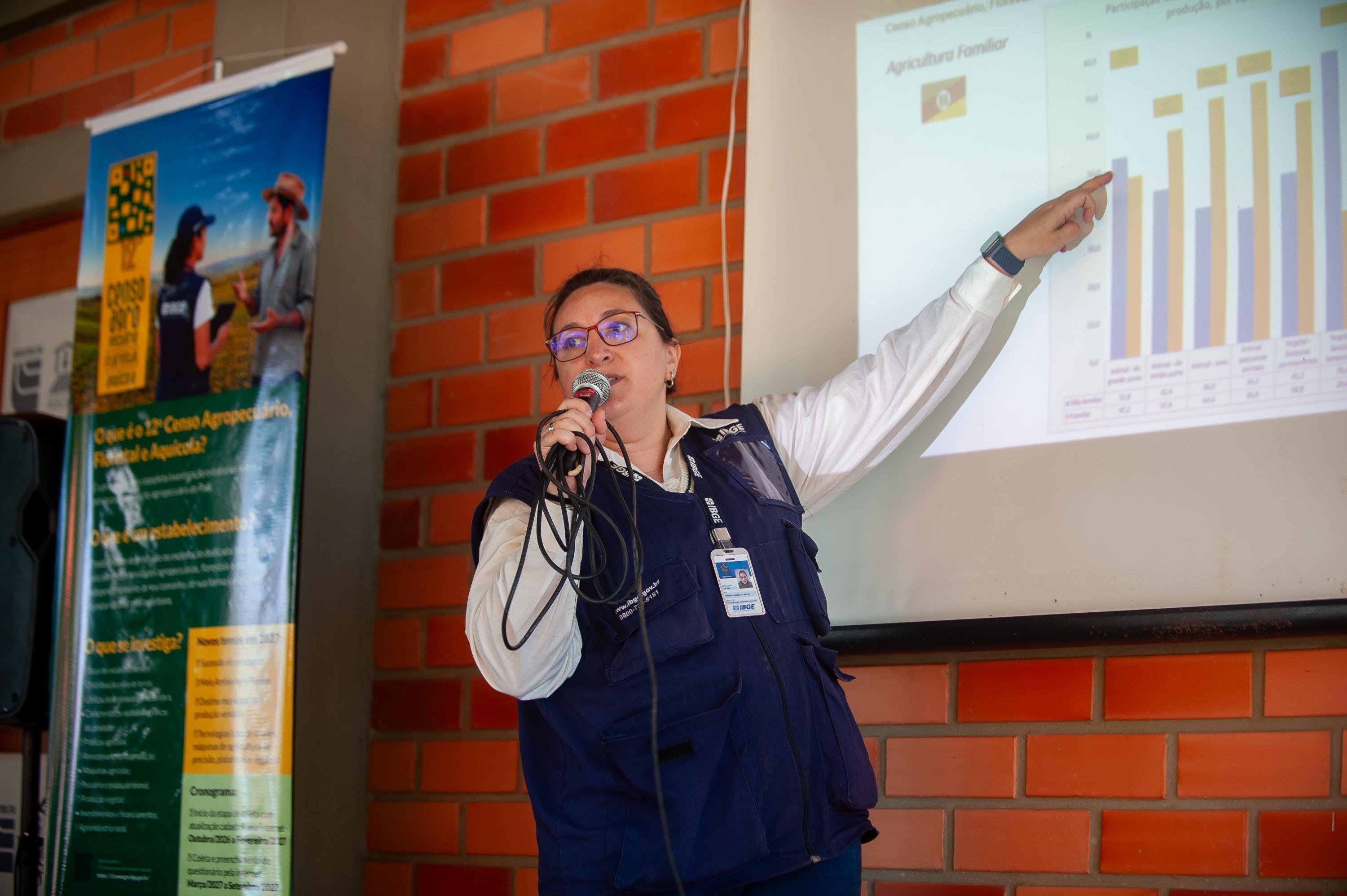 Coordenadora t&eacute;cnica do Censo Agropecu&aacute;rio do IBGE no RS tratou das novidades e recuperou dados do &uacute;ltimo censo na casa da Emater RS nesta quarta-feira, na Expointer