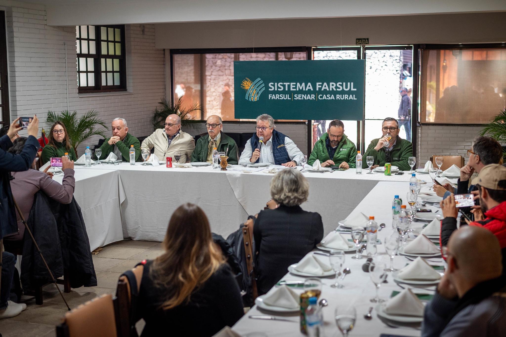 Diretoria da Farsul concedeu entrevista coletiva neste domingo, &uacute;ltimo dia da Expointer 2026