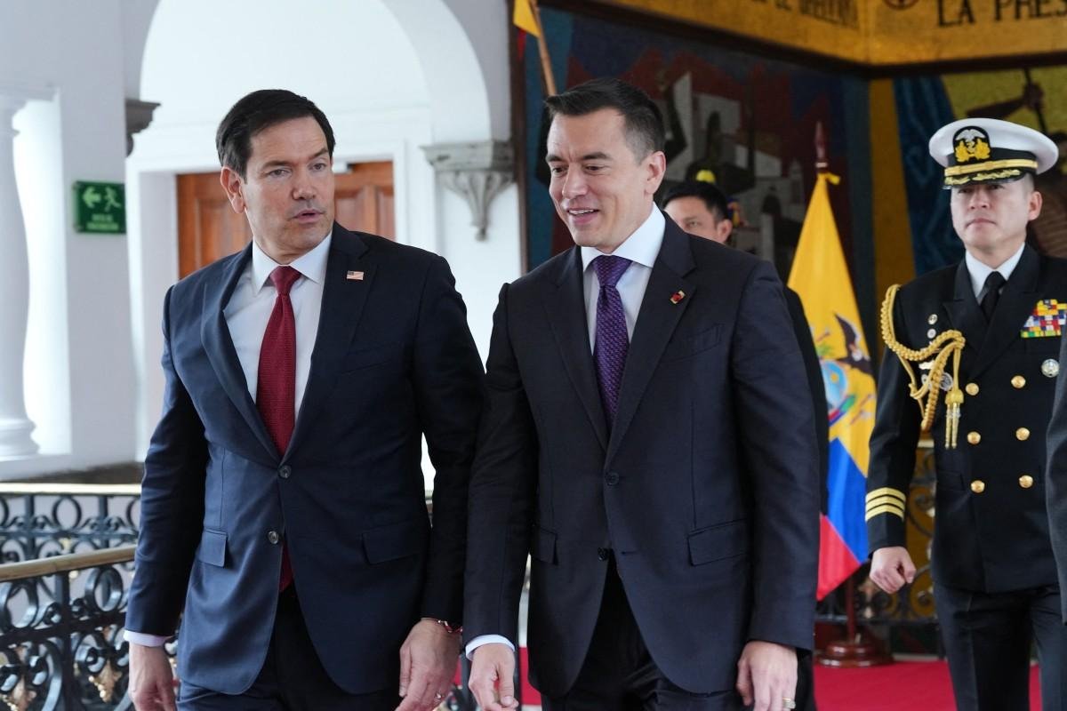 Rubio se reuniu com o presidente equatoriano, Daniel Noboa, em uma nova etapa de sua viagem pela regi&atilde;o