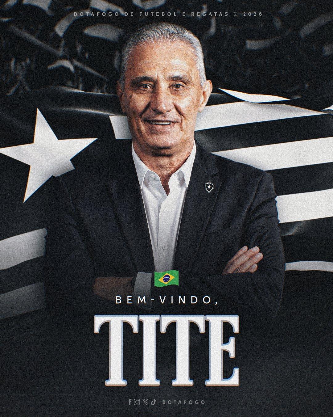 Tite assume Botafogo na reta final do Brasileir&atilde;o e ficar&aacute; at&eacute; dezembro de 2028