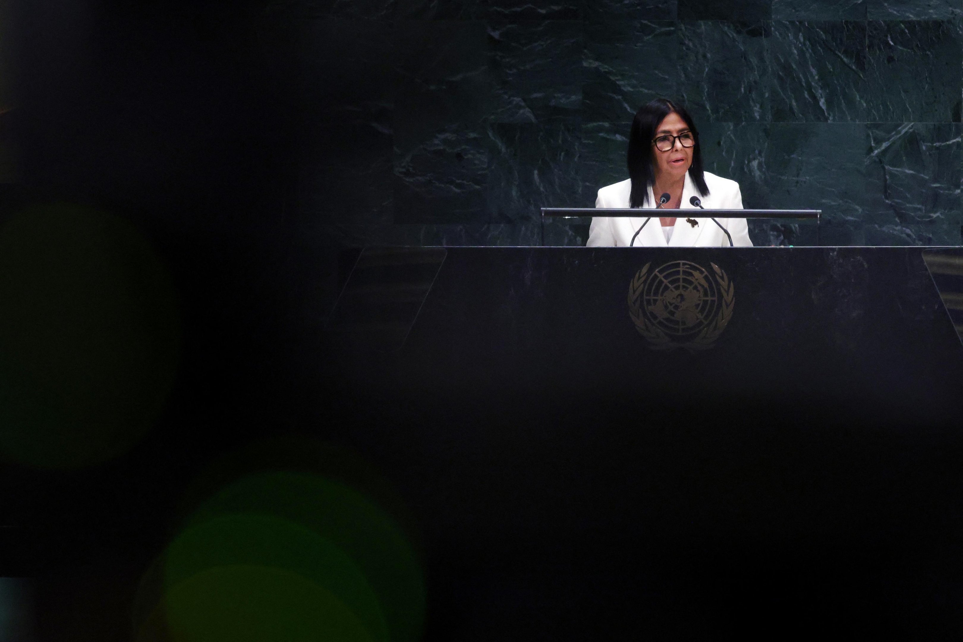 Delcy afirma na ONU que haver&aacute; elei&ccedil;&otilde;es na Venezuela