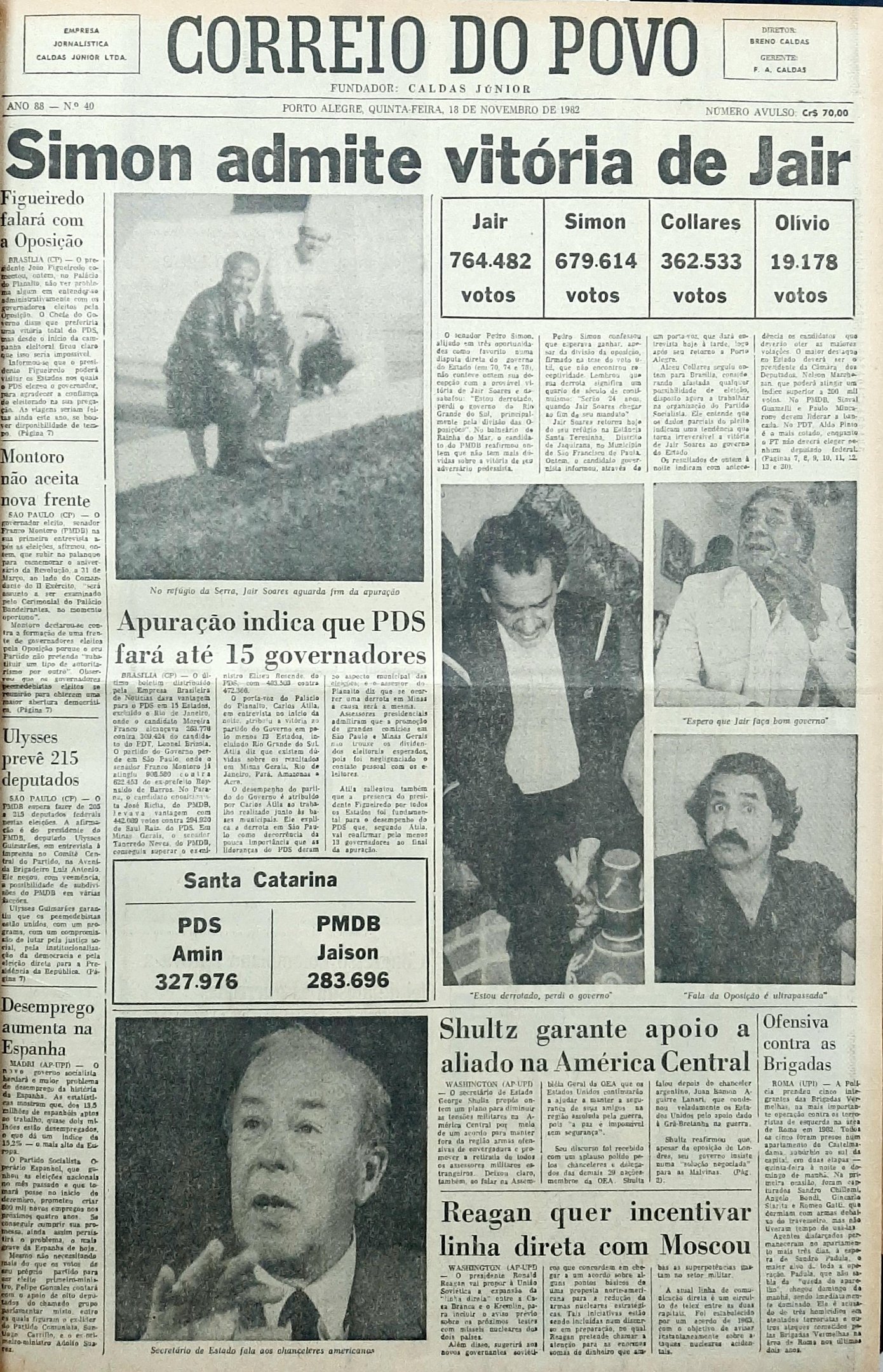 Capa da edi&ccedil;&atilde;o de 18 de novembro de 1982