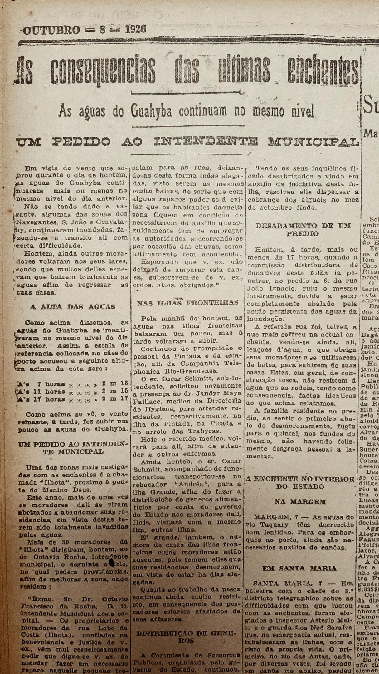 Alagamentos prosseguiram por algumas semanas sobretudo no bairro Navegantes