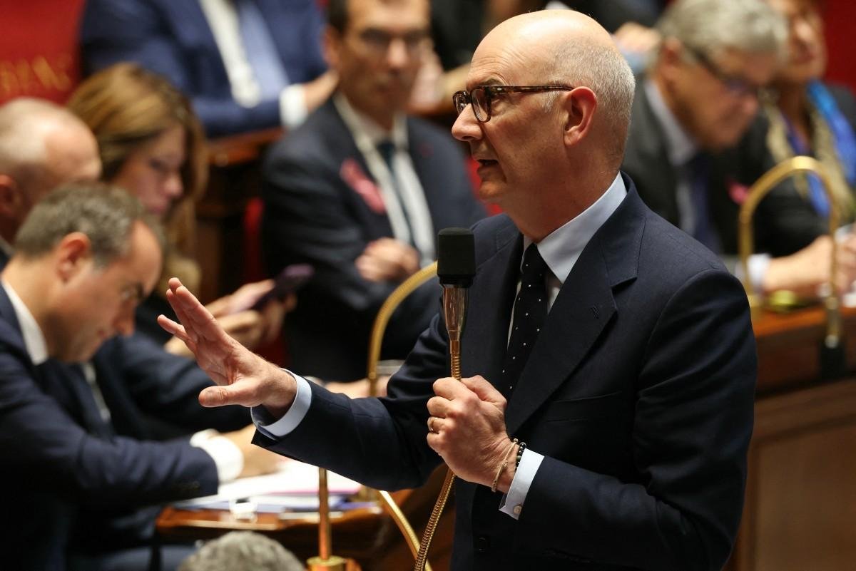 Roland Lescure falou &agrave; imprensa, ap&oacute;s uma reuni&atilde;o anual do Banco Mundial e do FMI