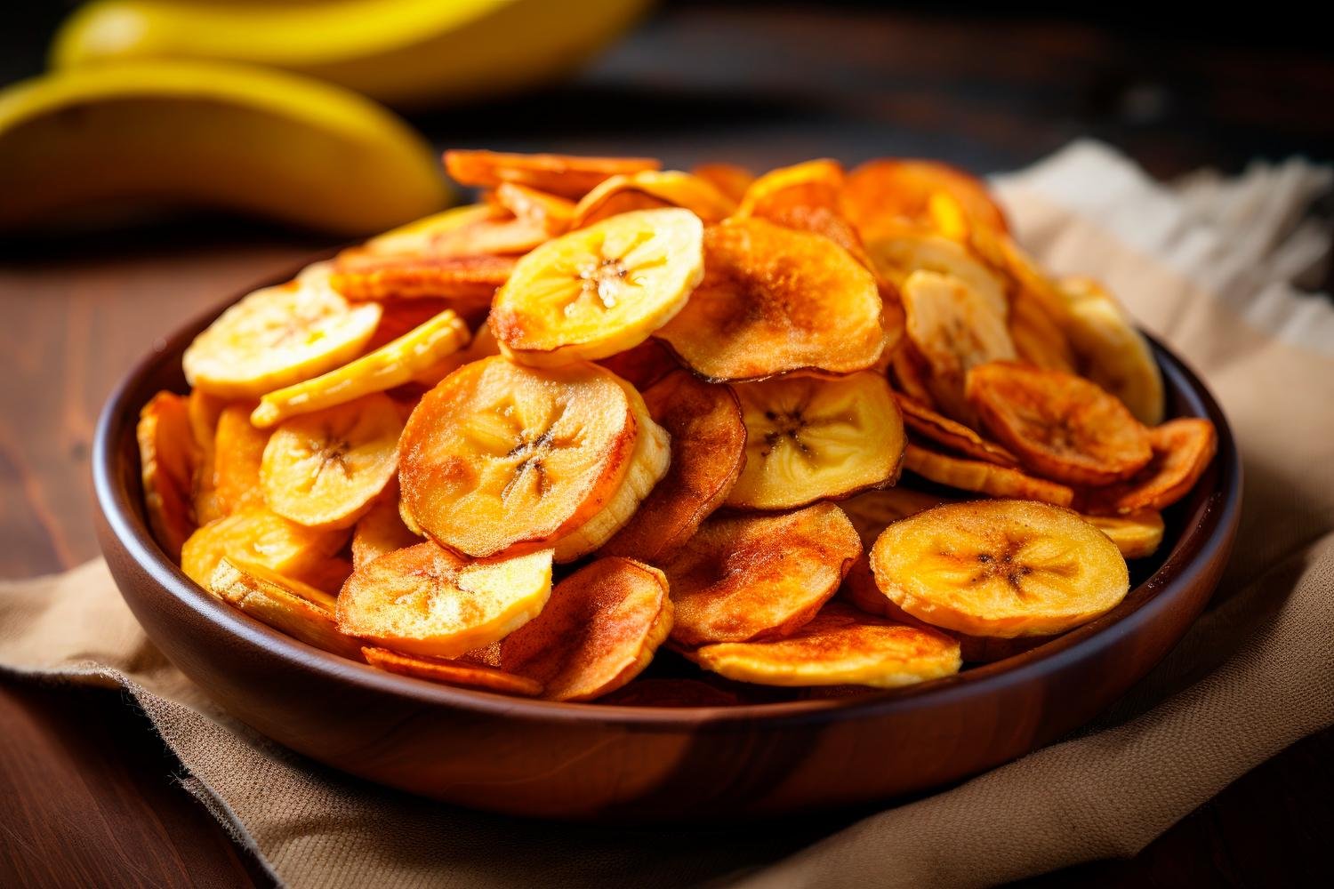 O corte fino e o controle da temperatura ajudam a garantir a croc&acirc;ncia dos chips de banana verde preparados em casa