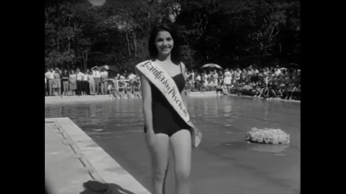 O filme 'III Festa das Hort&ecirc;nsias' traz imagens de Ieda Maria Vargas como Rainha das Piscinas em 1963
