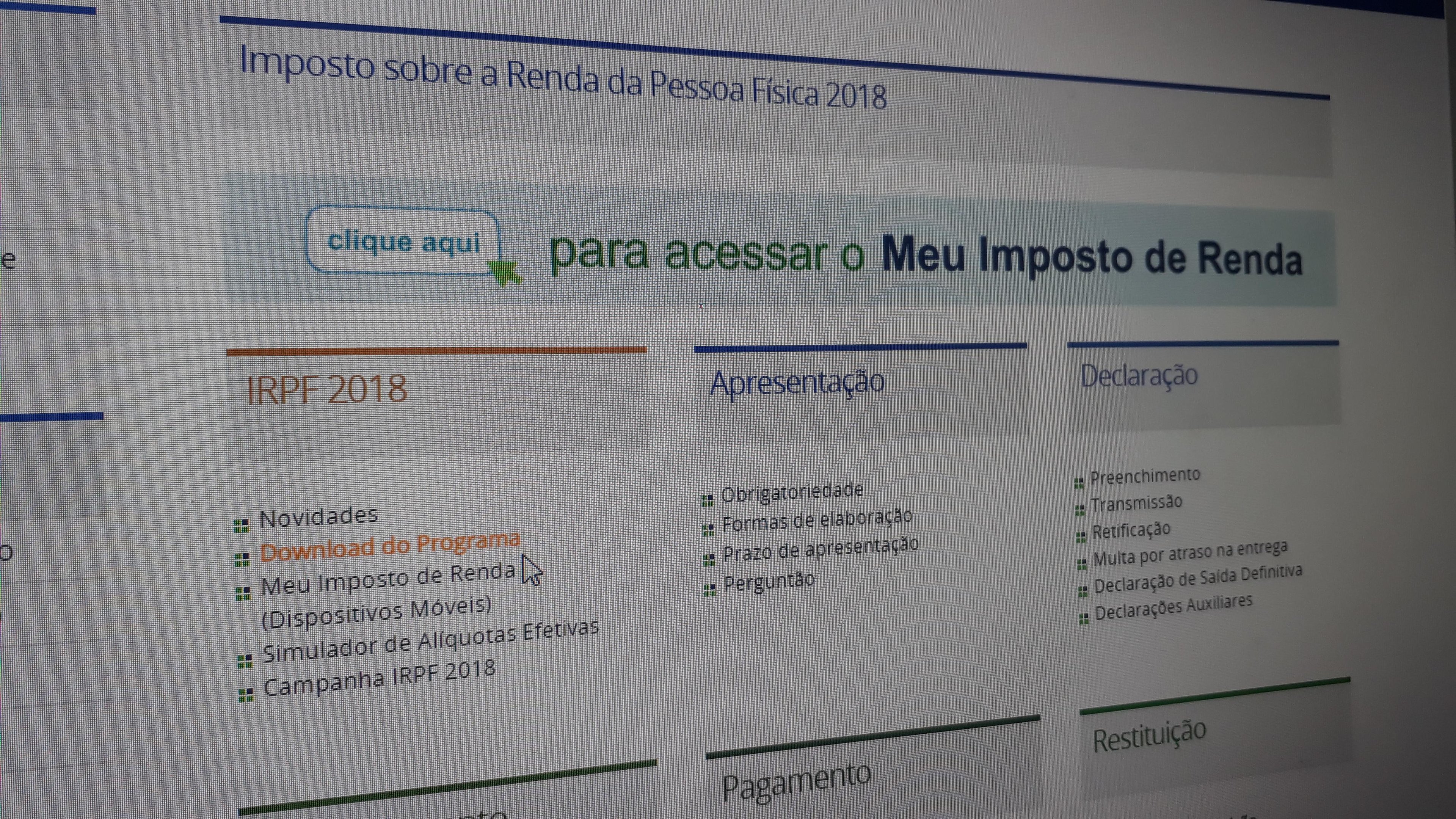 Programa para preenchimento de dados est&aacute; dispon&iacute;vel para download no site da Receita Federal