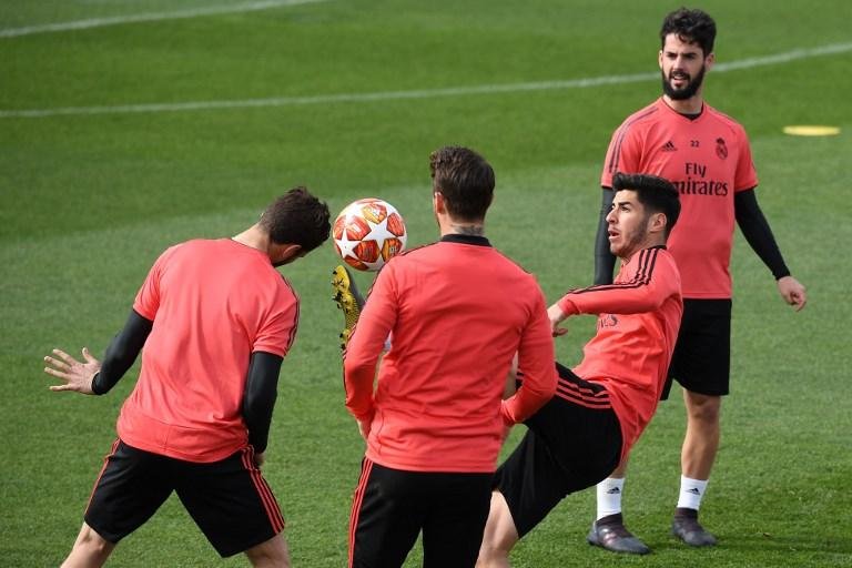 Jogadores do Real Madrid treinam antes do confronto com o Ajax