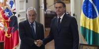 Jair Bolsonaro e Sebastián Piñera no encontro bilateral no Palácio de La Moneda