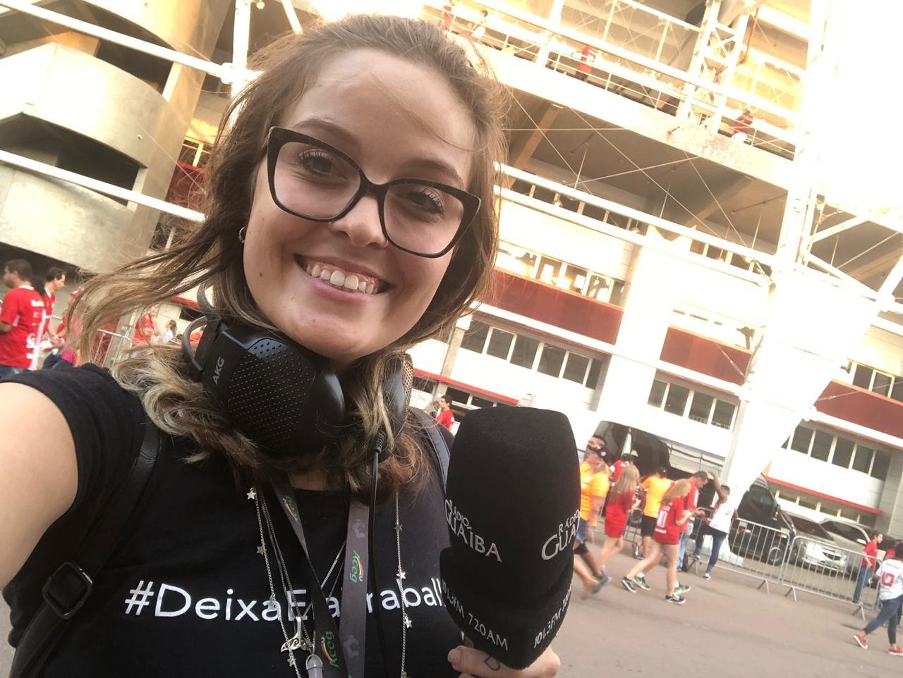 Rep&oacute;rter Laura Gross, da R&aacute;dio Gua&iacute;ba, sofreu ass&eacute;dio antes do jogo entre Inter e River no Beira-Rio