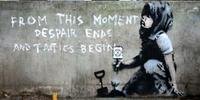 Uma nova obra que parece ter sido pintada pelo misterioso Banksy foi descoberta nesta sexta