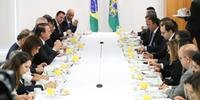 O presidente da República, Jair Bolsonaro, recebeu jornalistas no Palácio do Planalto