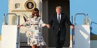 Trump e Melania foram recebidos pelo chanceler japonês e sua esposa