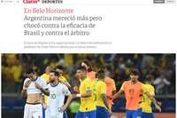 Capa do Clarin após derrota da Argentina para o Brasil na semifinal da Copa América