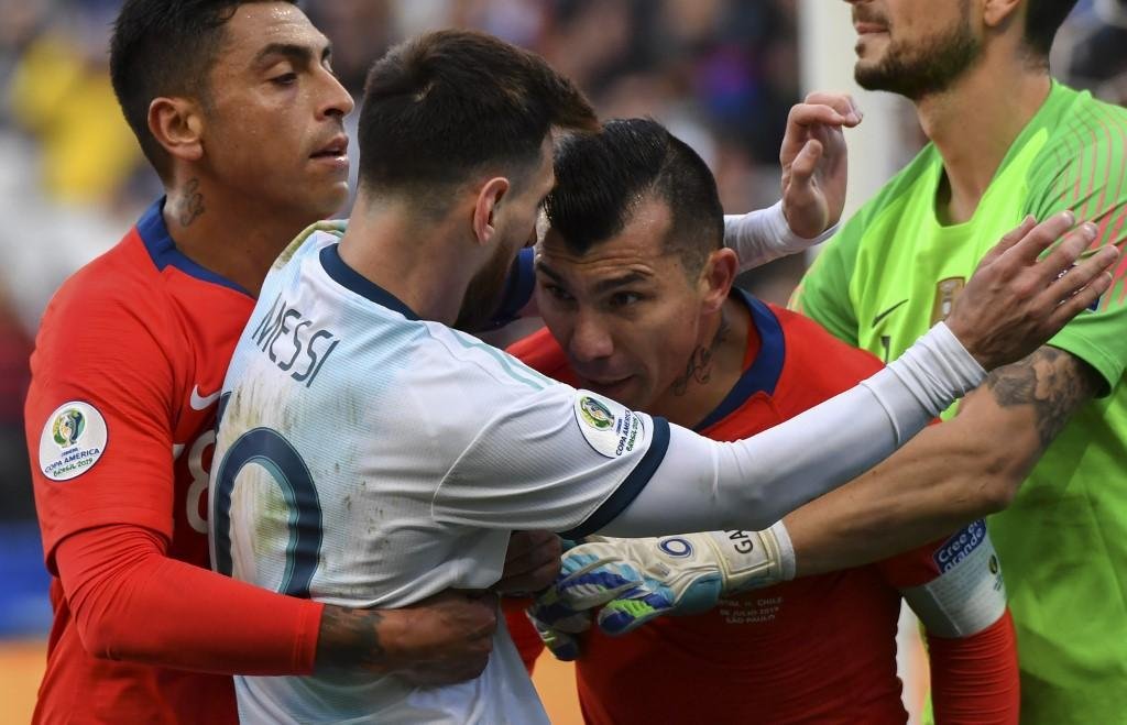 Messi foi expulso na disputa de terceiro lugar, contra o Chile