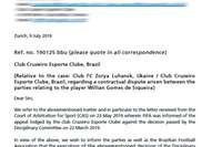 Documento da Fifa confirma punição para o Cruzeiro