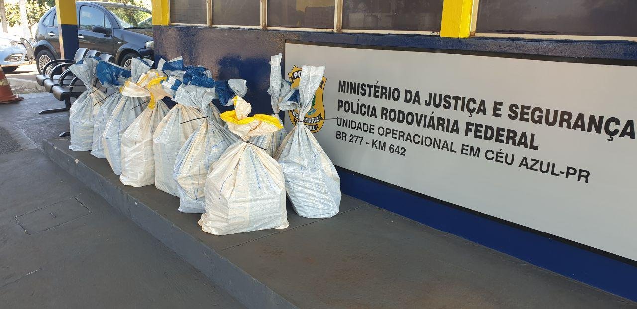 Entorpecente encontrava-se distribu&iacute;do em tijolos dentro de fardos no banco traseiro e porta-malas do carro