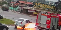 Incêndio no automóvel ocorreu em rótula no bairro Shell