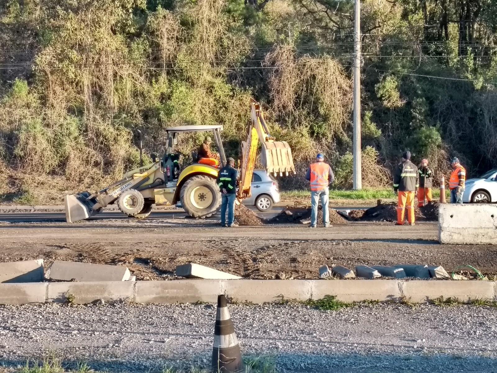 Obra iniciou em julho de 2018 com a retirada da estrutura do antigo ped&aacute;gio de Farroupilha