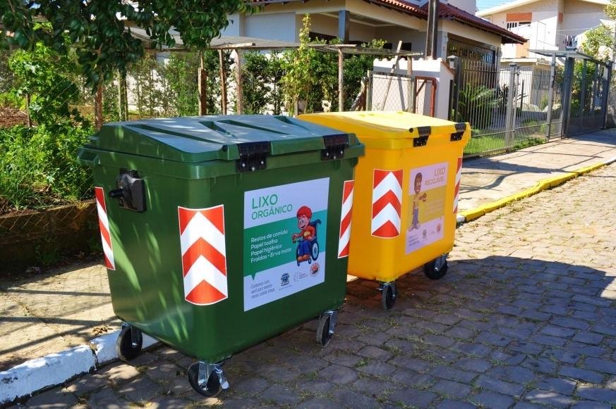 Cada ponto de coleta ter&aacute; um cont&ecirc;iner amarelo para lixo seco e um verde para lixo org&acirc;nico