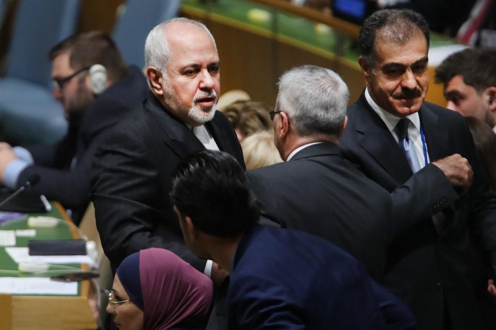 Mohammad Zarif em Assembleia Geral da ONU. Ele est&aacute; limitado a andar por seis quadras em Nova York