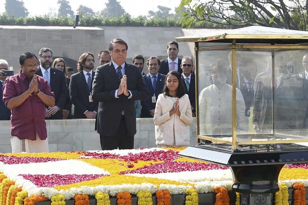 Bolsonaro participou de homenagem a Ghandi, considerado um dos her&oacute;is da hist&oacute;ria da &Iacute;ndia
