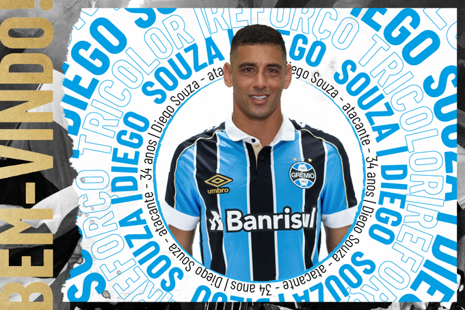 Diego Souza assinar&aacute; um contrato de um ano com o Gr&ecirc;mio