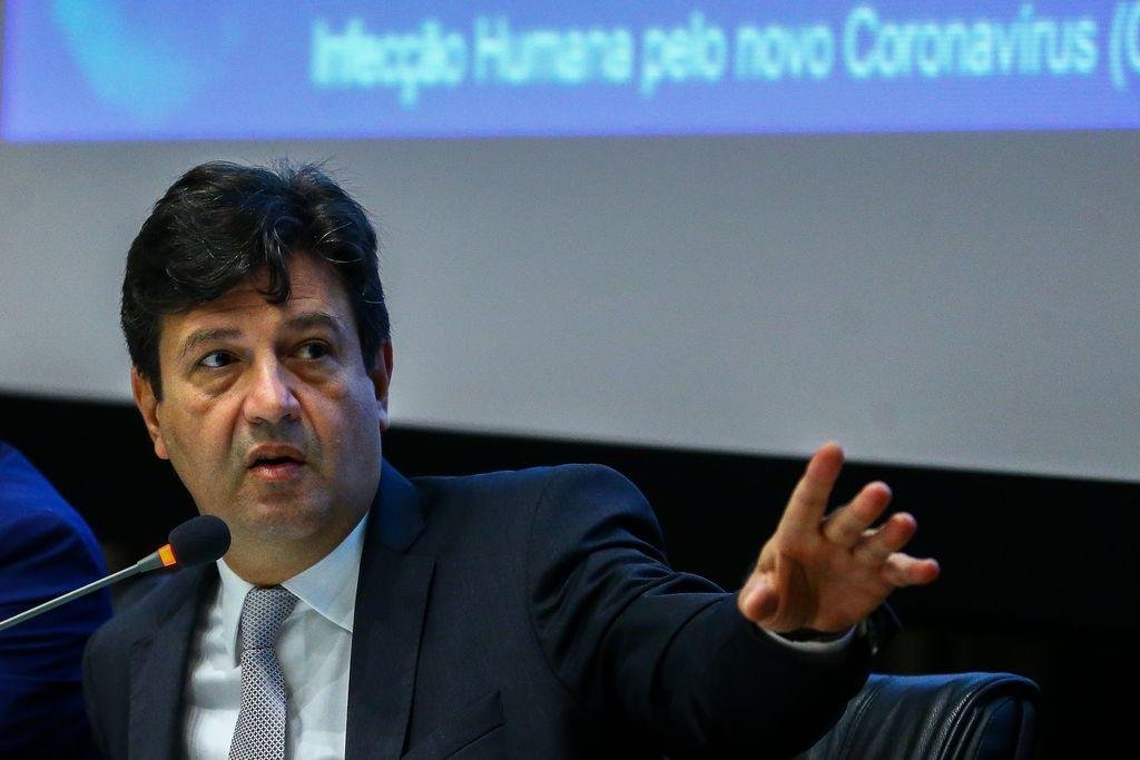 Ministro da Sa&uacute;de, Luiz Henrique Mandetta, durante reuni&atilde;o com secret&aacute;rios de Sa&uacute;de dos estados e capitais de todo o pa&iacute;s para tratar da situa&ccedil;&atilde;o do novo coronav&iacute;rus