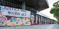 Rostos foram pintados em muro próximo ao Maracanã