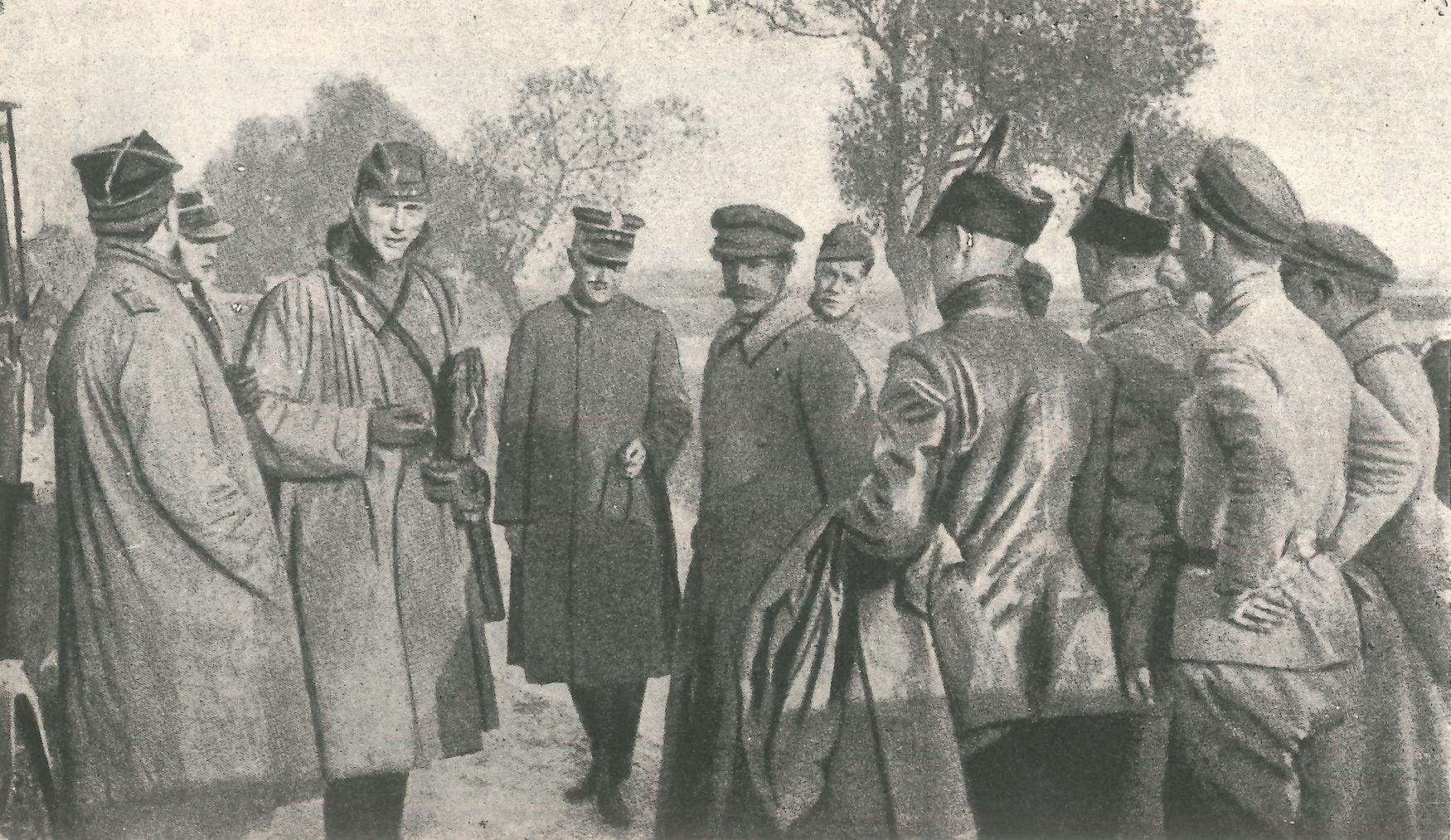 Delega&ccedil;&atilde;o militar polaca com representantes do Ex&eacute;rcito Vermelho.