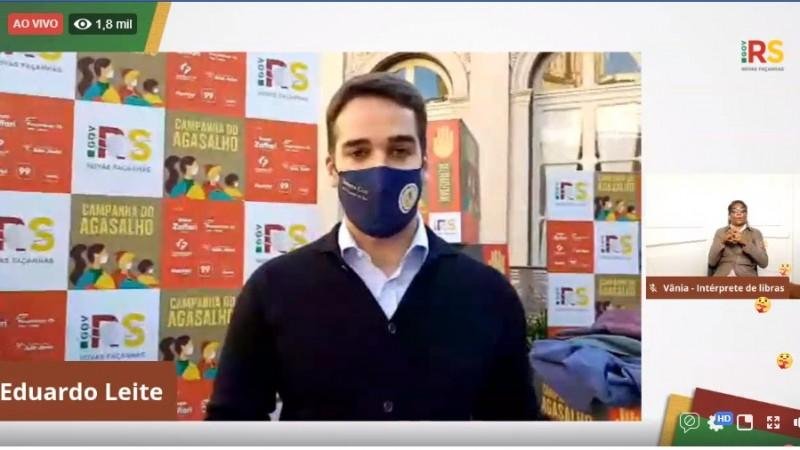 Lan&ccedil;amento da campanha ocorreu durante a transmiss&atilde;o ao vivo di&aacute;ria do governador Eduardo Leite