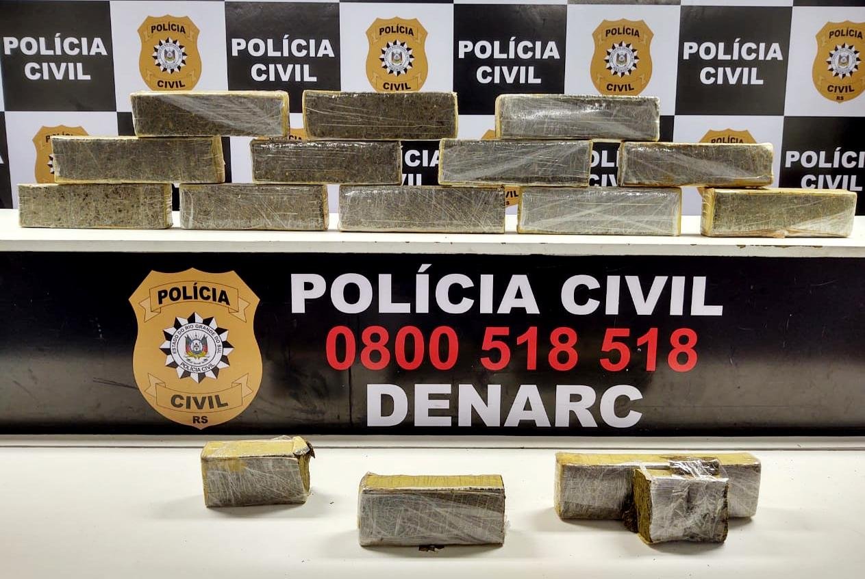 Entorpecente recolhido pelos agentes seria entregue na Zona Sul de Porto Alegre