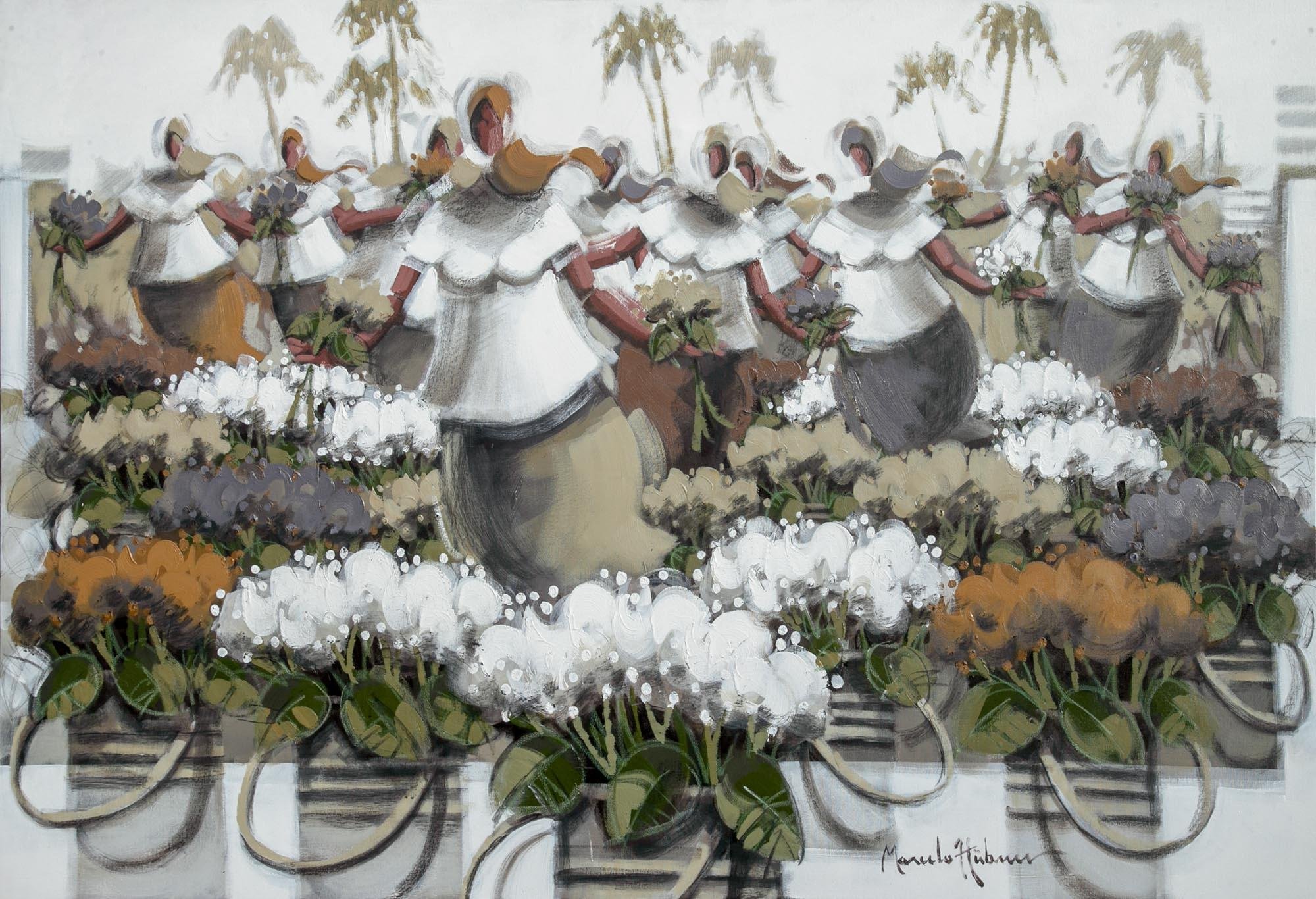 Marcelo H&uuml;bner apresenta os temas floristas, urbanos e banhistas em suas pinturas