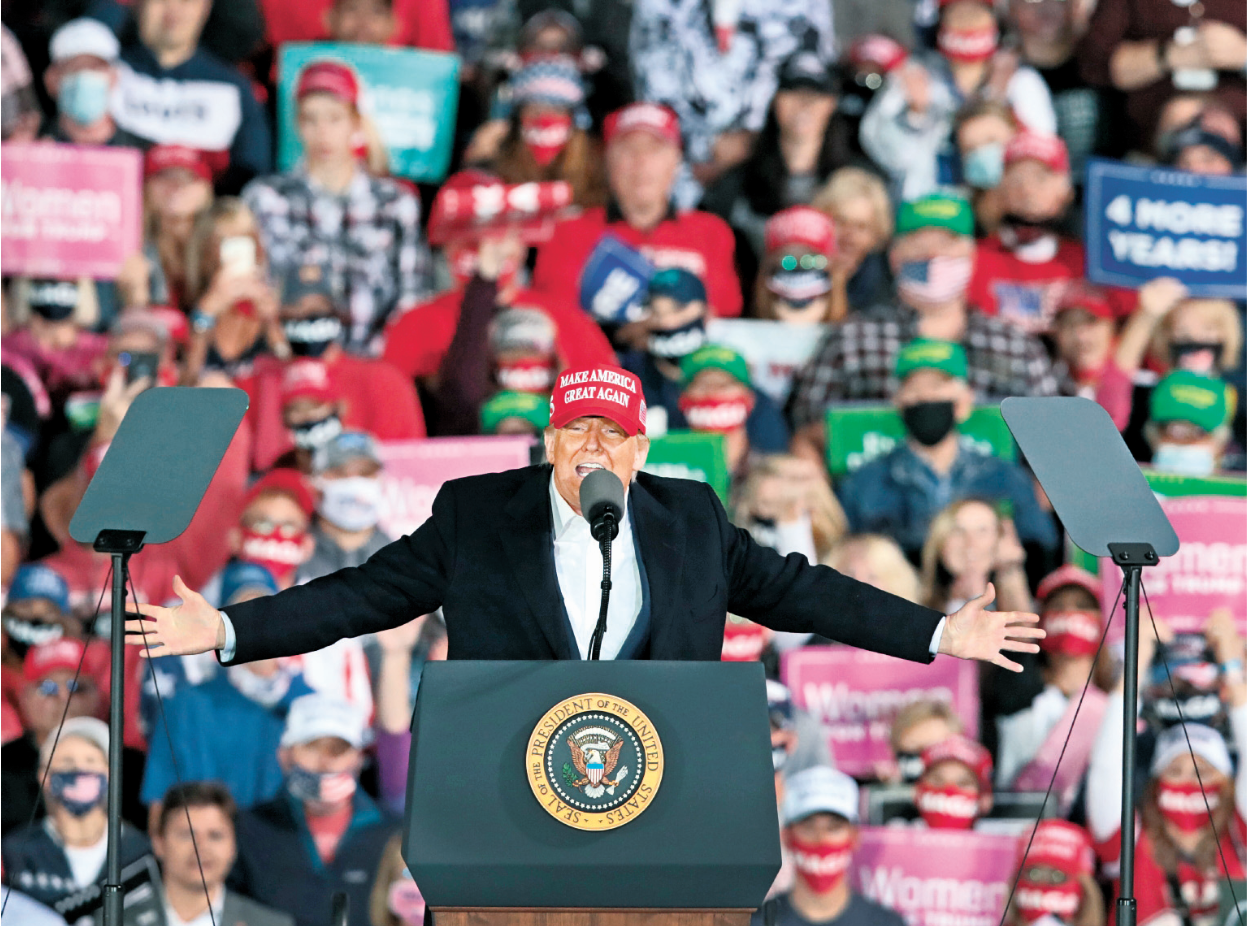Torcida entre os eleitores de Trump &eacute; que, a exemplo do que ocorreu em 2016, o candidato contrarie as pesquisas que indicam a vit&oacute;ria dos democratas