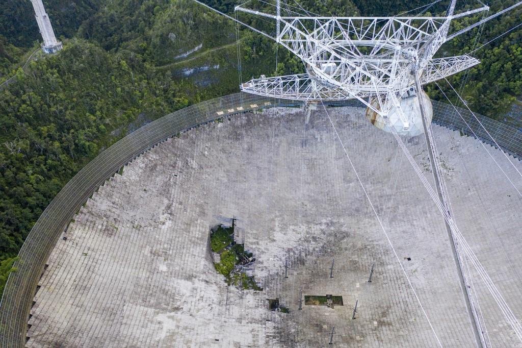 Em 10 de agosto e 6 de novembro, dois cabos que seguravam o telesc&oacute;pio de 900 toneladas sobre uma antena parab&oacute;lica de 305 metros de di&acirc;metro se romperam