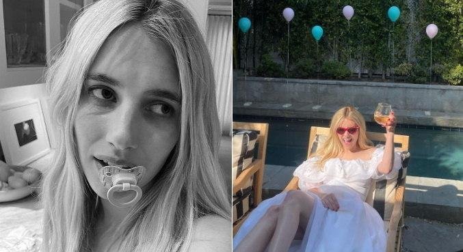 Emma Roberts mostrou dois momentos diferentes de seu anivers&aacute;rio