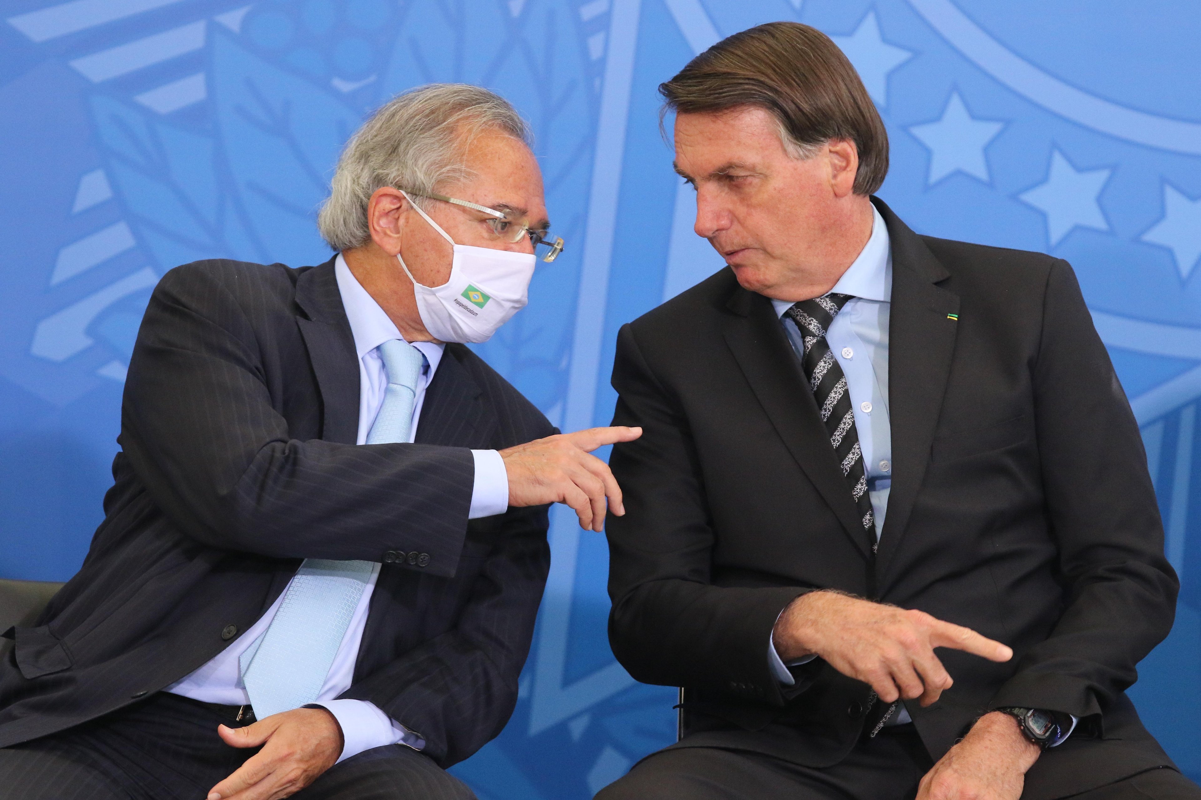O ministro da Economia, Paulo Guedes e o presidente da Rep&uacute;blica, Jair Bolsonaro.