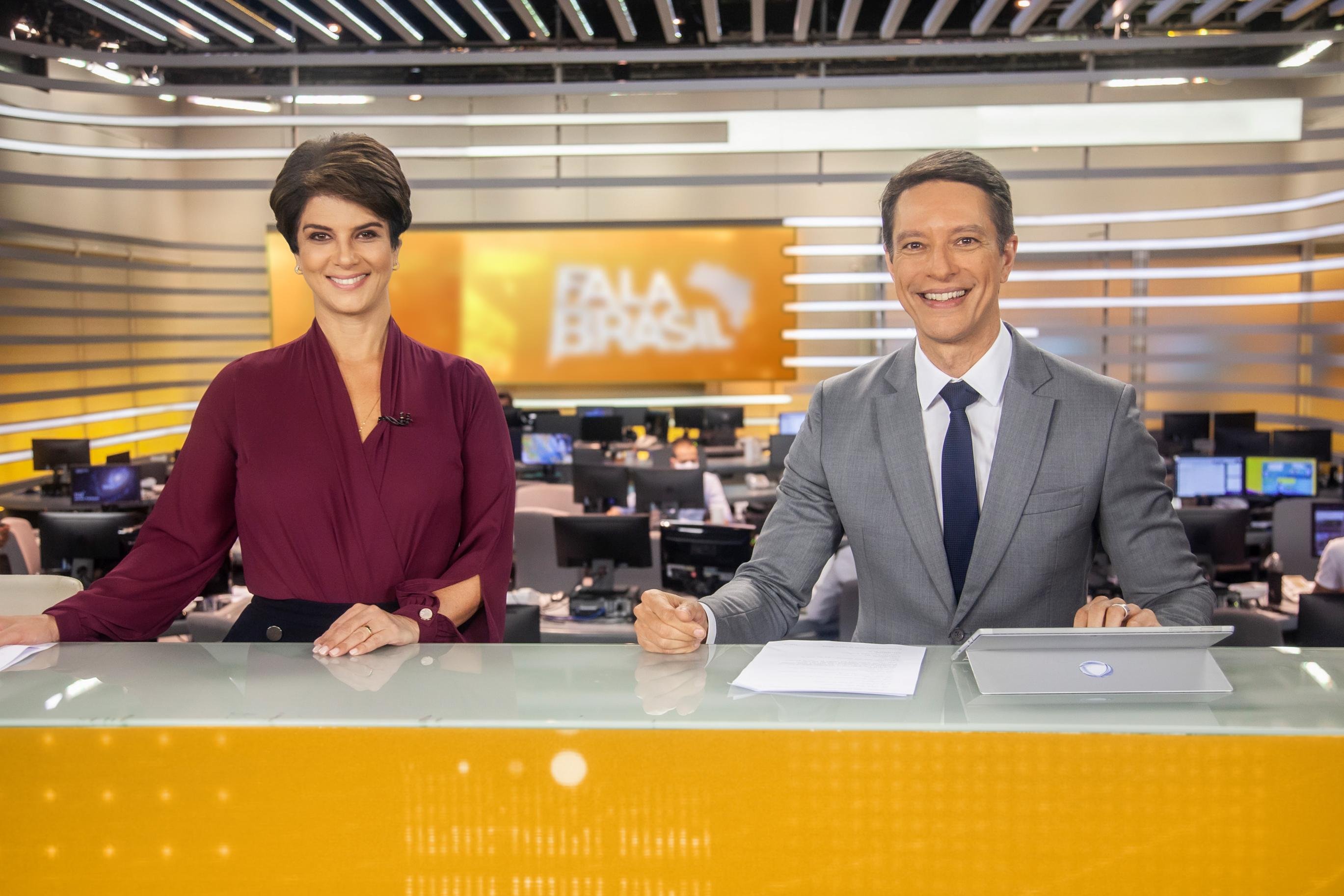 Mariana Godoy e S&eacute;rgio Aguiar em piloto do telejornal
