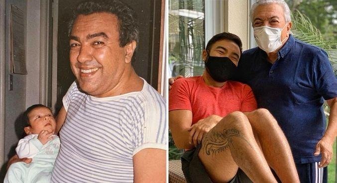 Mauricio de Sousa com o filho Mauro em montagem divertida na web