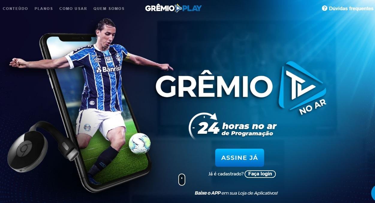 Plataforma Gr&ecirc;mio Play oferecer&aacute; aos assinantes conte&uacute;do esportivo e de entretenimento em um &uacute;nico local