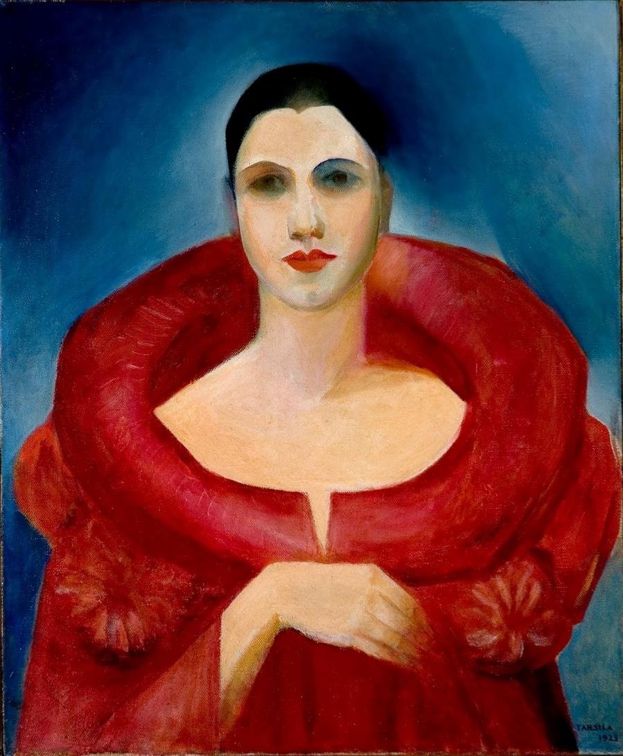 Autorretrato de 1923 de Tarsila, que pode ser interpretada pela francesa Marion Cotillard