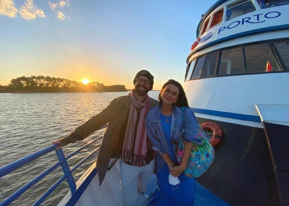 Chef Paulo Machado e a jornalista Tatiana Feldens