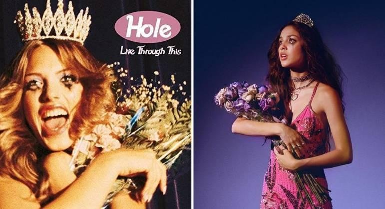 Courtney Love (&agrave; esquerda) acusa Olivia Rodrigo (&agrave; direita) de pl&aacute;gio