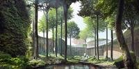 Projeto mistura madeira e vidro em edifícios circulares situados em um vasto jardim