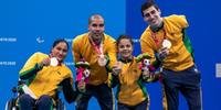 O  Brasil conquistou a medalha de bronze na prova de revezamento misto no 4x50 metros livre na Paralimpíada de Tóquio