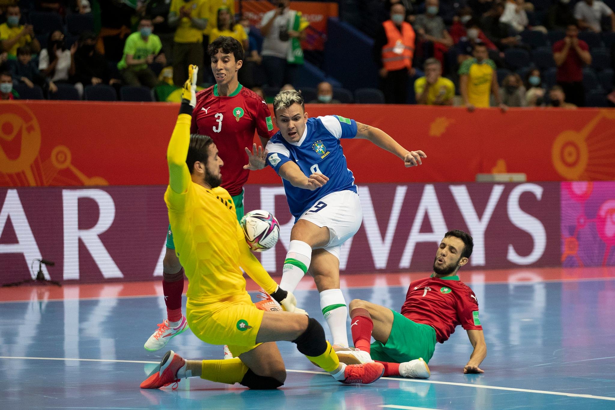 Sele&ccedil;&atilde;o venceu Marrocos por 1 a 0 nas quartas de final da Copa do Mundo de futsal