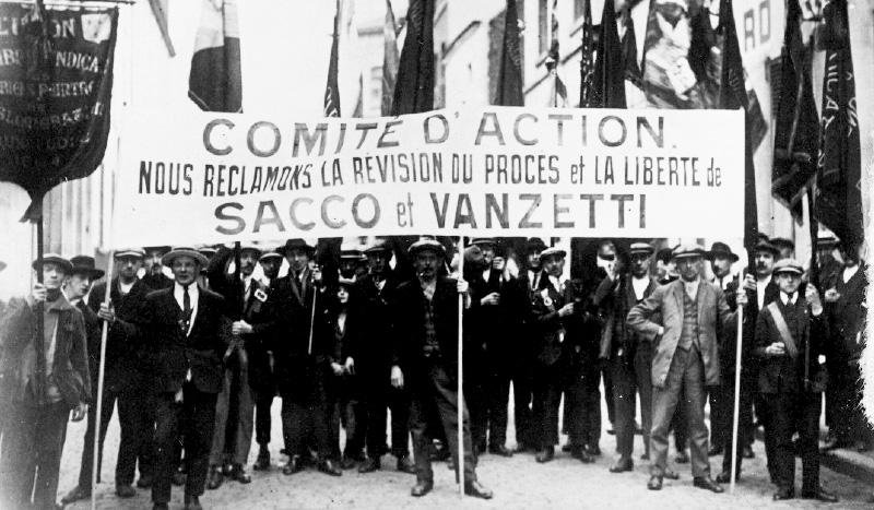 Protestos contra a condena&ccedil;&atilde;o &aacute; pena de morte de Sacco e Vanzetti.