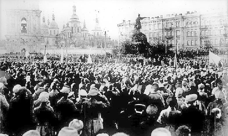 Protesto de ucranianos contra os soviets.