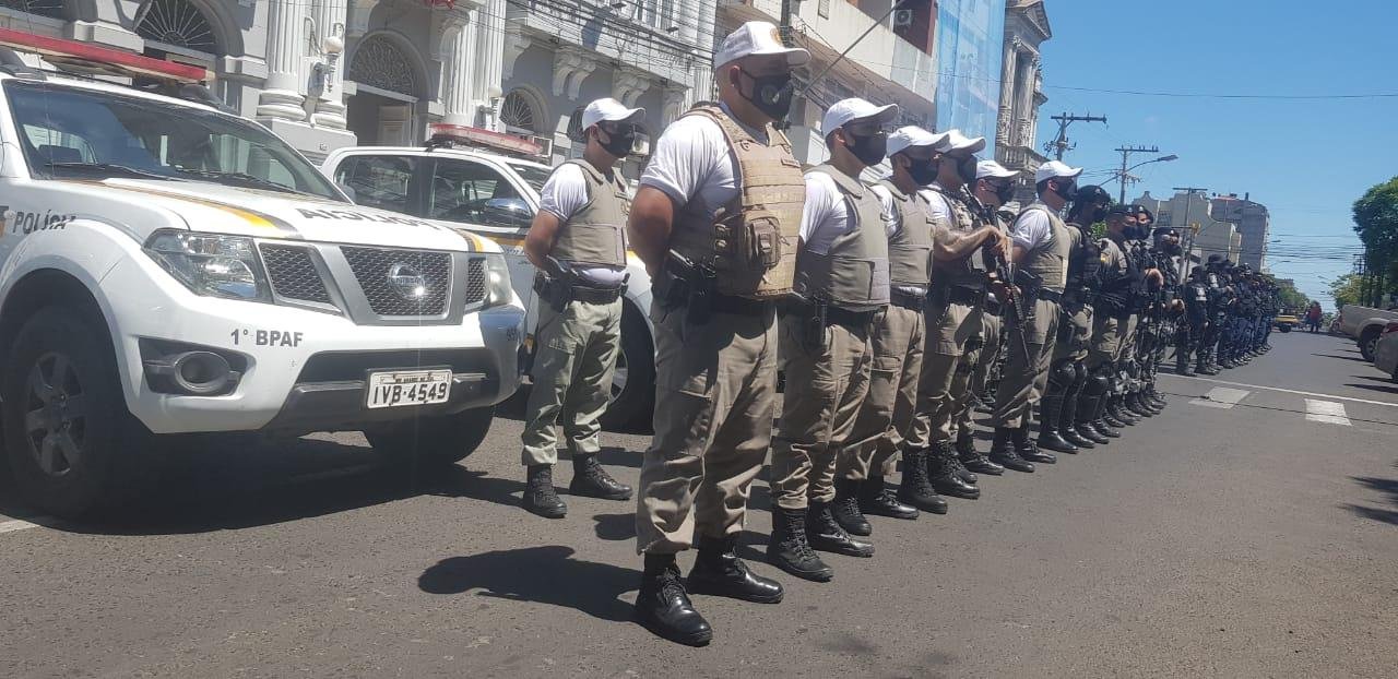 Evento contou com homens da Brigada Militar, o efetivo da Guarda Municipal e a Ronda Ostensiva Municipal Urbana