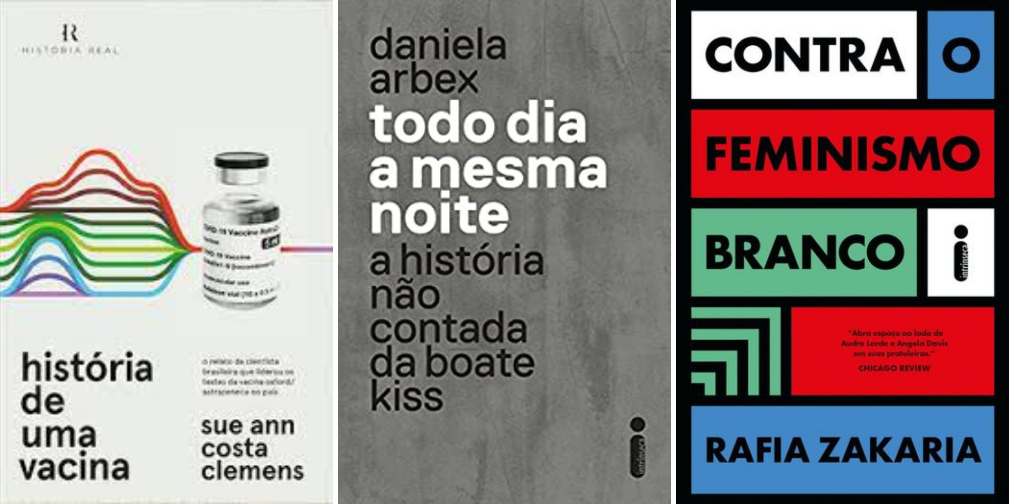 Em tr&ecirc;s obras liter&aacute;rias da Editora lntrlnseca, destacam-se as tem&aacute;ticas da epidemia de Covid-19 dos &uacute;ltimos dois anos; a trag&eacute;dia da boate Kiss, em 2013, em Santa Maria; e a hist&oacute;rica luta pela diversidade do feminismo